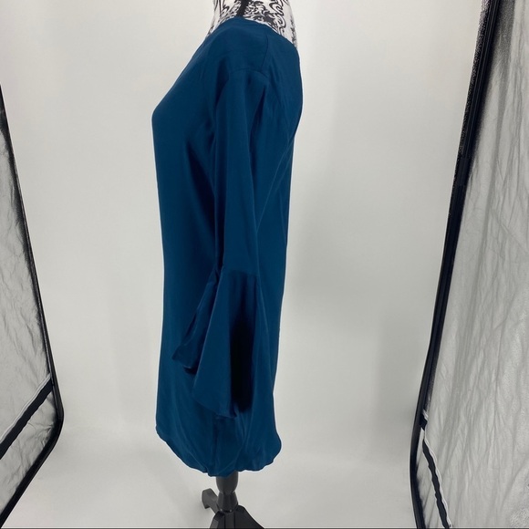 Nic+zoe Dress One-shoulder Dress teal bell sleeve - Picture 8 of 13